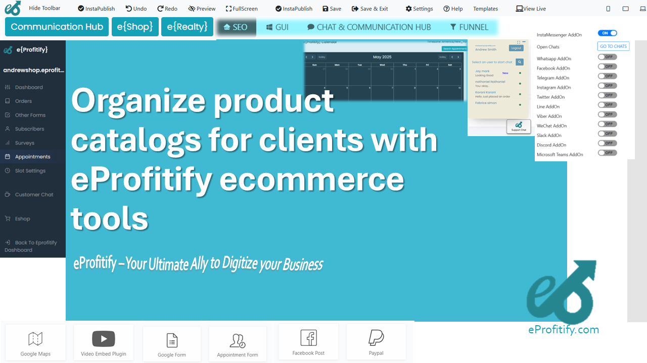 Organize product catalogs for clients with eProfitify ecommerce tools